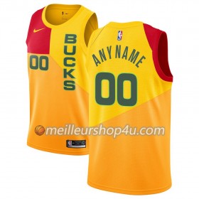 Maillot Basket Homme Milwaukee Bucks Personnalisé 2018-19 Nike City Edition Jaune Swingman